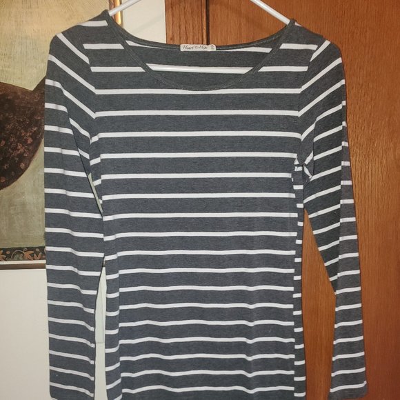 hearts and hips Dresses & Skirts - Heart and Hips grey and white striped long sleeve dress